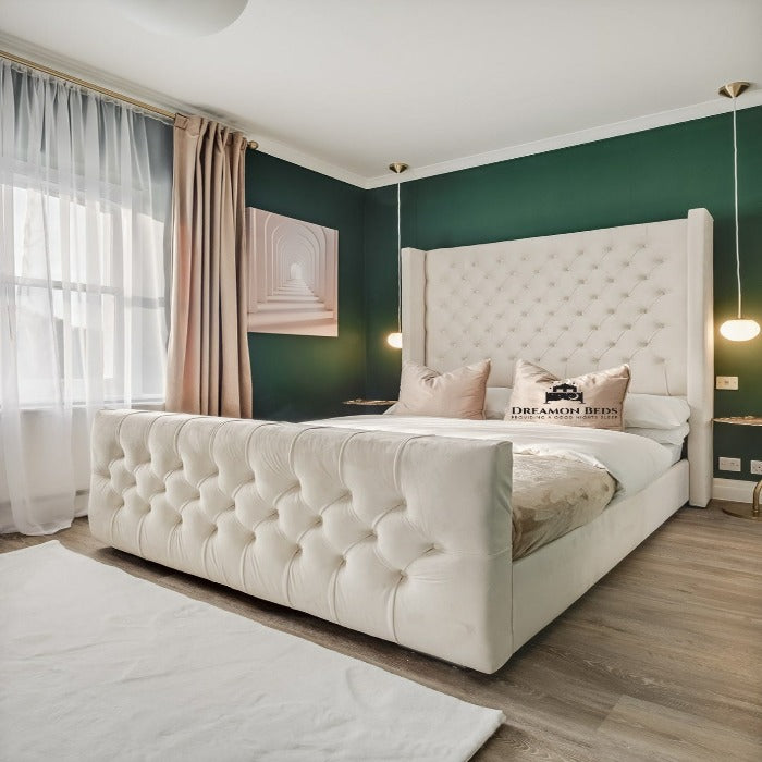 Cream Plush Wingback Bed Frame 6ft Super King