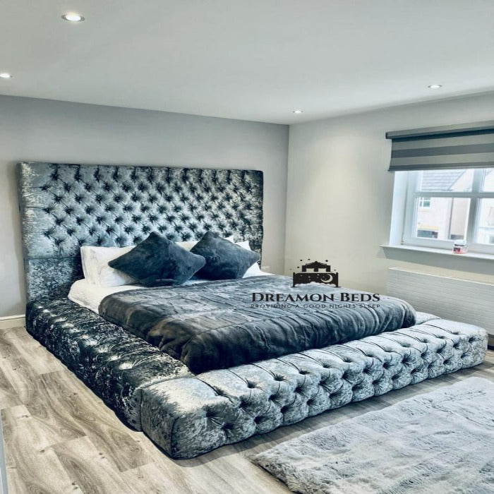 Deep Grey Crushed velvet Ambassador Bed 5ft King Size