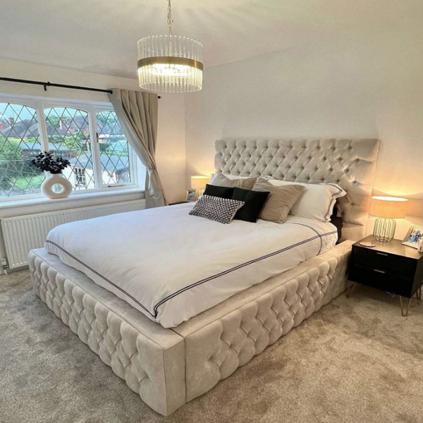 Luxury Bed Frame Cream Plush 6FT Super King