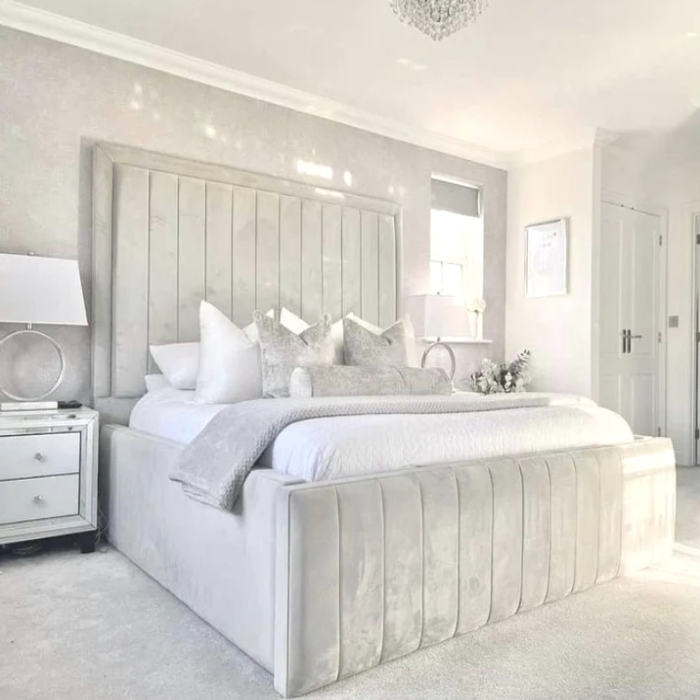 Bethany Sleigh Bed Frame (Pictured In Silver Plush Velvet 6FT Super King)