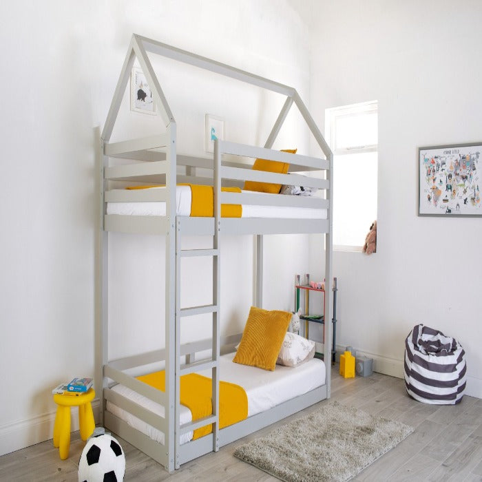 Grey playhouse kids bunk bed