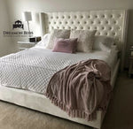 Cream Plush 6ft Super King Wingback Bed