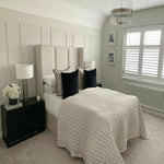 Cream Plush Panelled Tall Headboard Ottoman Bed