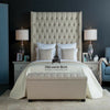 Cream Plush Wingback Bed tall headboard