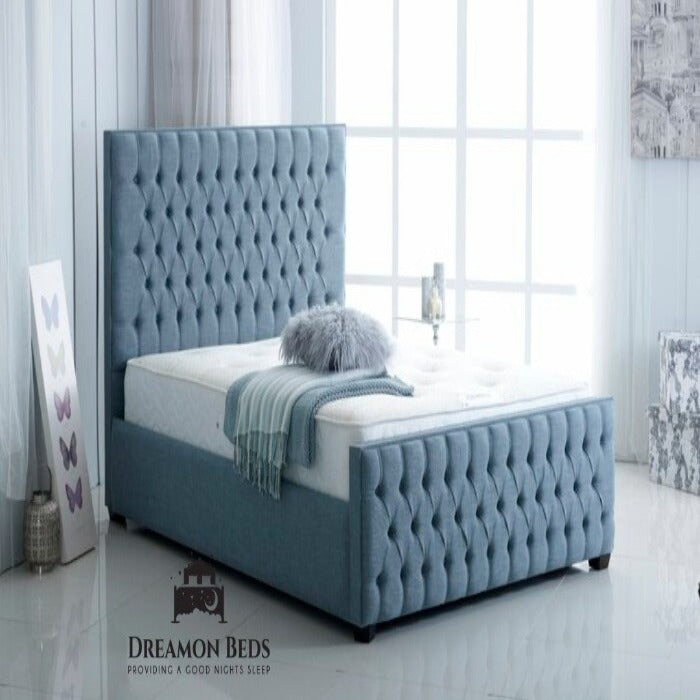 Sky Blue Naples Sleigh Bed Frame 3FT SINGLE