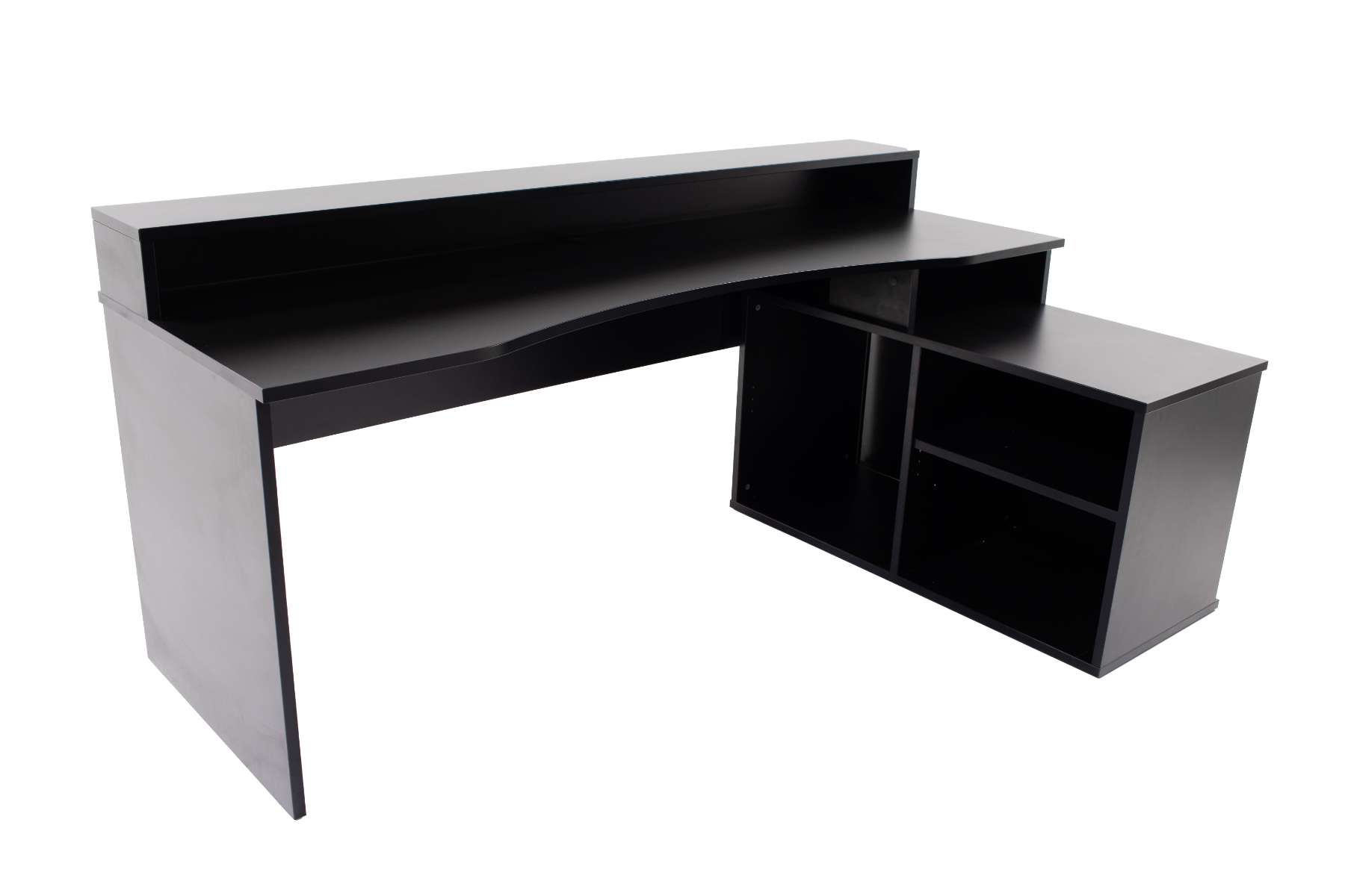 Power W L shaped corner gaming desk with colour changing LED Lights