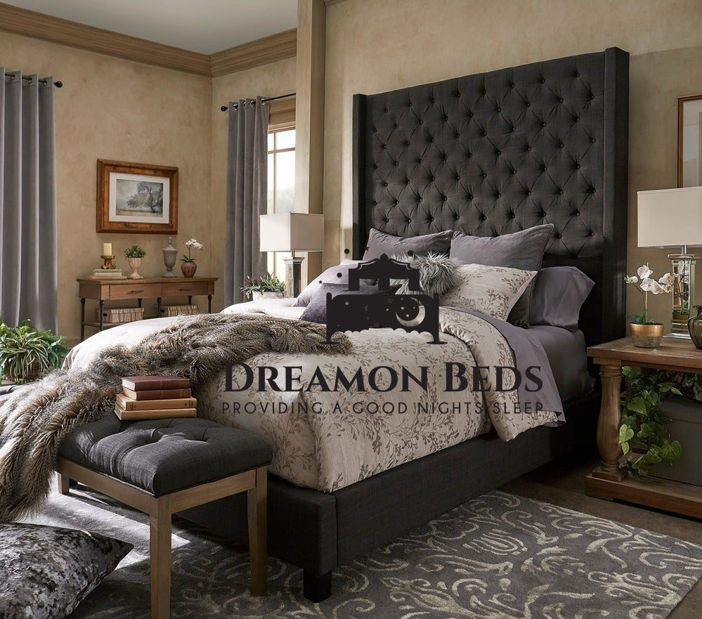 Riviera Wingback Bed Frame available with Ottoman Storage