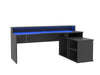 Power W L shaped corner gaming desk with colour changing LED Lights