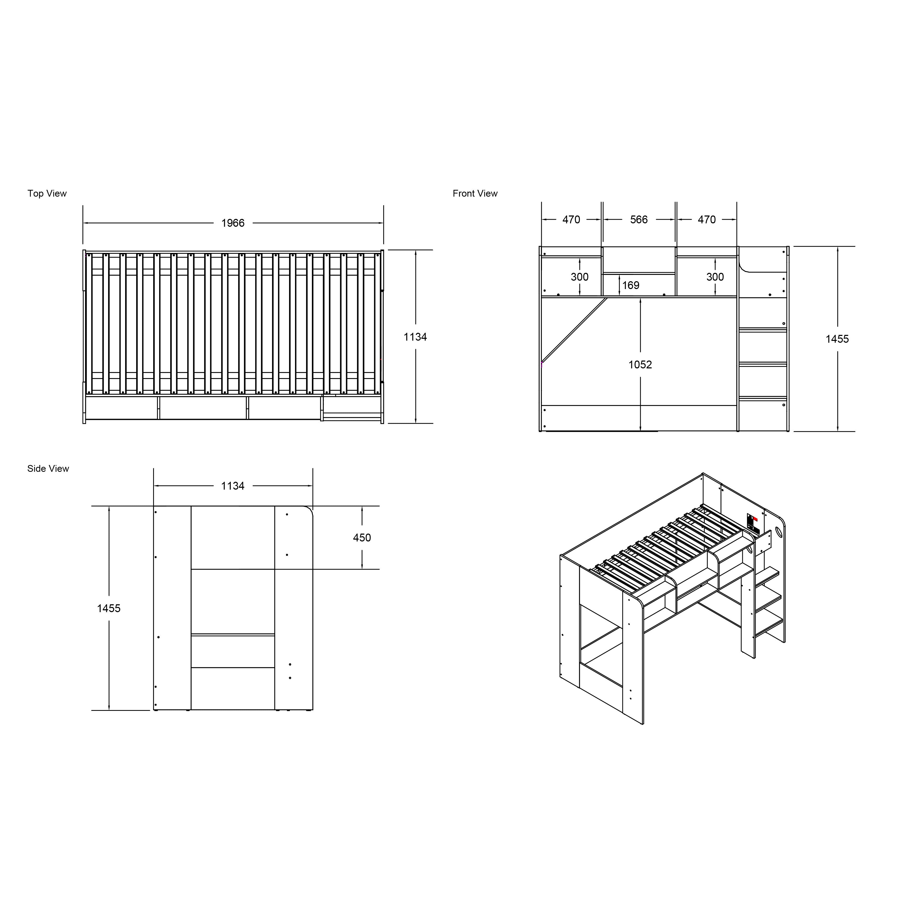 Wizard L shaped double bunk bed sleeper