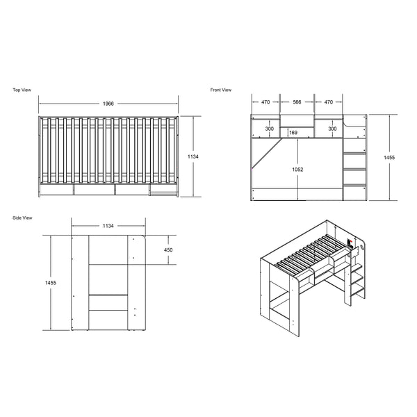 Wizard L shaped double bunk bed sleeper