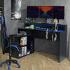 Power W L shaped corner gaming desk with colour changing LED Lights